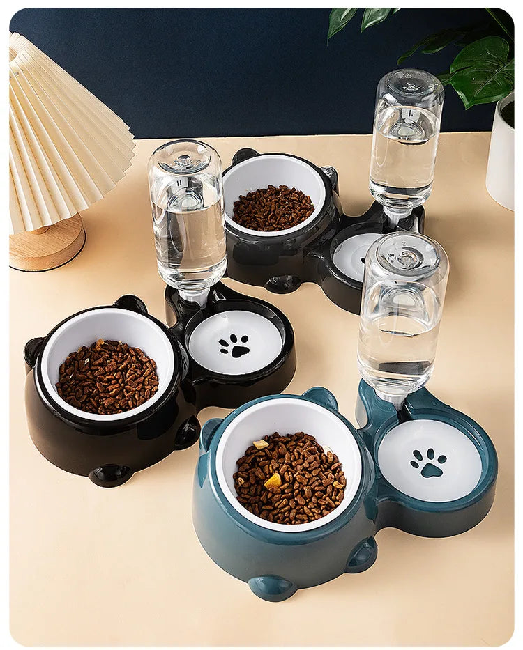 Raised Double Pet Bowl – Non-Slip No-Spill Twin Feeder for Cats & Dogs