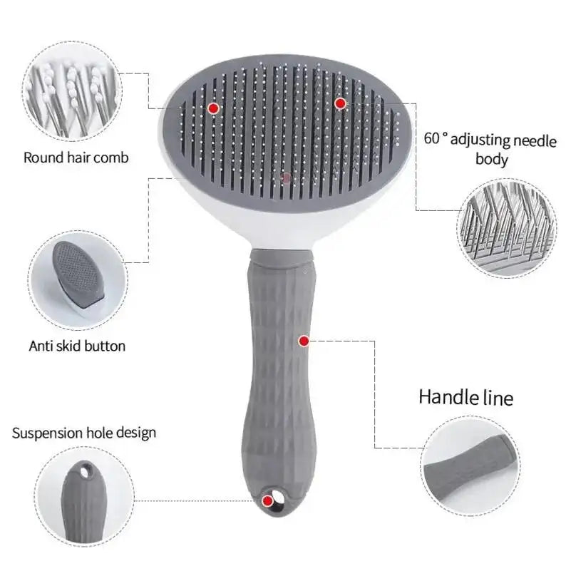 Self Cleaning Pet Hair Remover Brush Dog Cat Grooming Tool