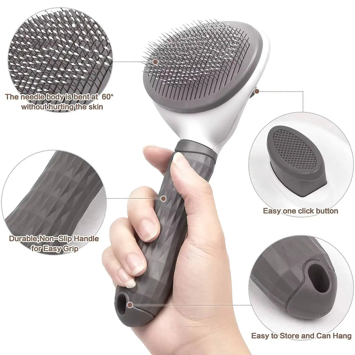 Self Cleaning Pet Hair Remover Brush Dog Cat Grooming Tool