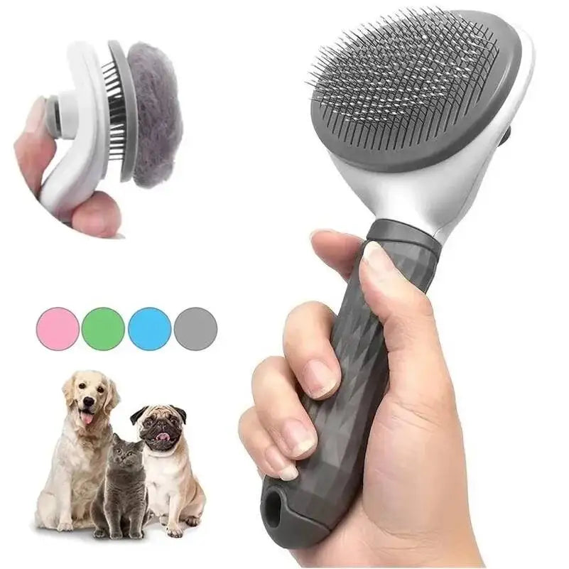 Self Cleaning Pet Hair Remover Brush Dog Cat Grooming Tool