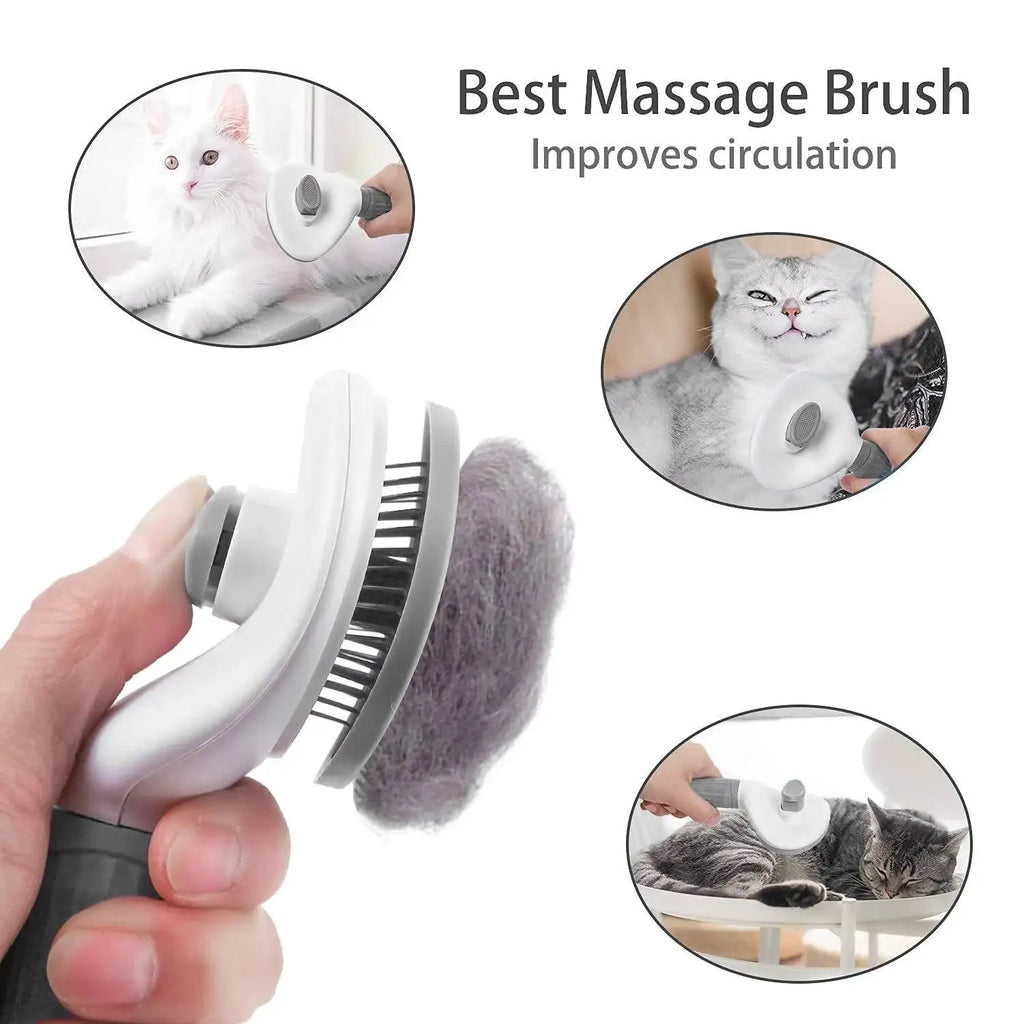 Self Cleaning Pet Hair Remover Brush Dog Cat Grooming Tool