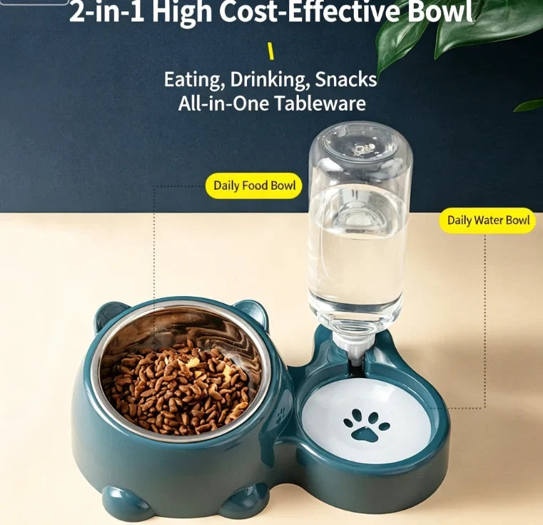 Raised Double Pet Bowl – Non-Slip No-Spill Twin Feeder for Cats & Dogs